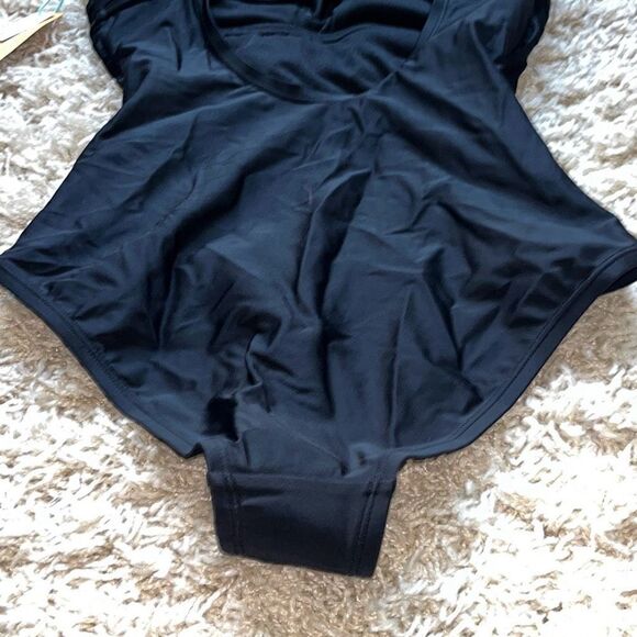 NWT Kona Sol One Piece Swimsuit Womens Tummy Control Ruched Black Small - Picture 7 of 16